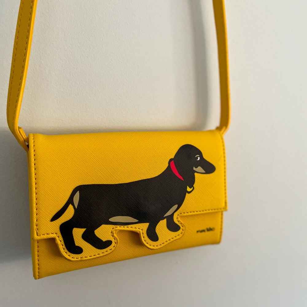 Marc Tetro Yellow Wallet Purse with Dachshund